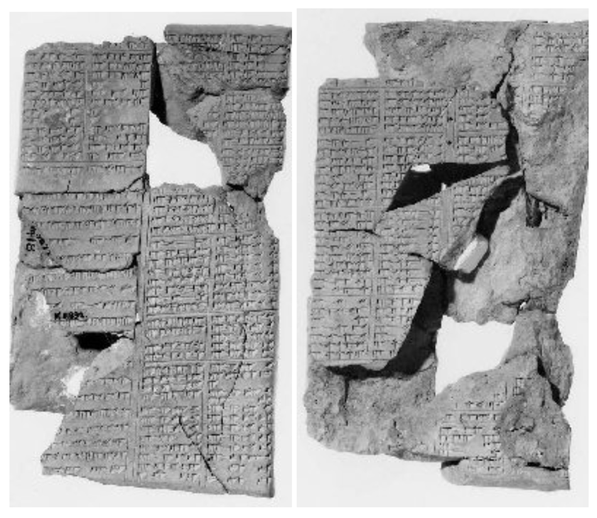 Tabletes acadianos (300-400 a.C) com possíveis menções à Cannabis e outras ervas. British Museum.