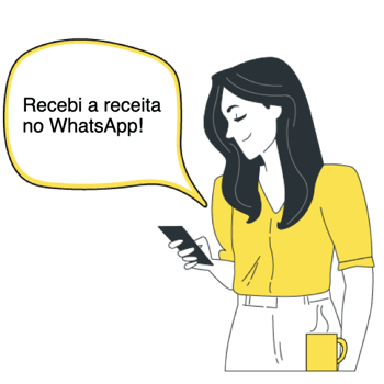 No mesmo dia, Bia recebe a receita médica no seu celular.